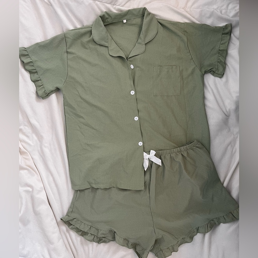Green Short Sleeve Pajama Set